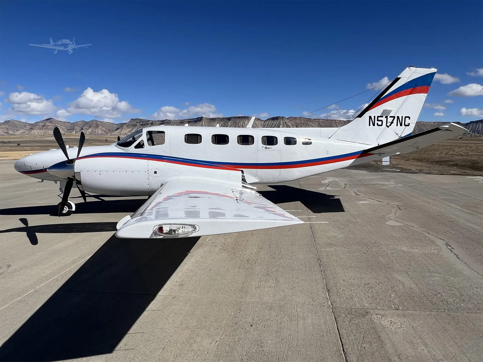 Exterior view of a 1986 CESSNA CONQUEST II, N517NC.