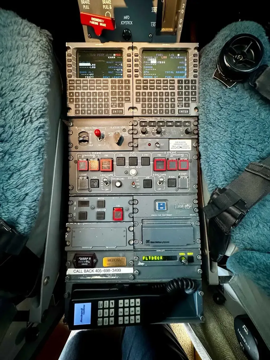 Cockpit and instrument panel of a 2008 Learjet 45 XR.