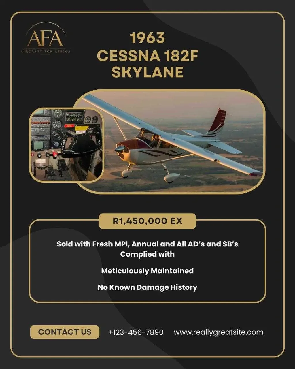 Marketing image of a 1963 Cessna 182F Skylane.