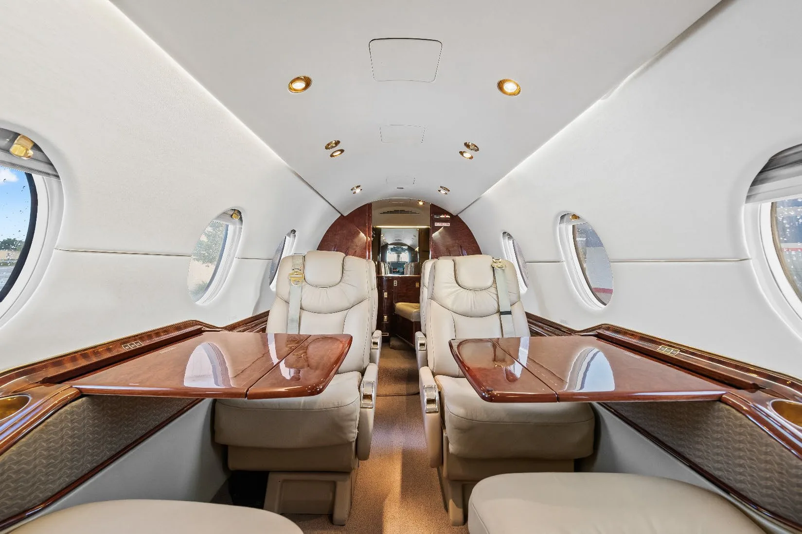 Cabin interior of a 1998 Hawker Beechjet 400A.