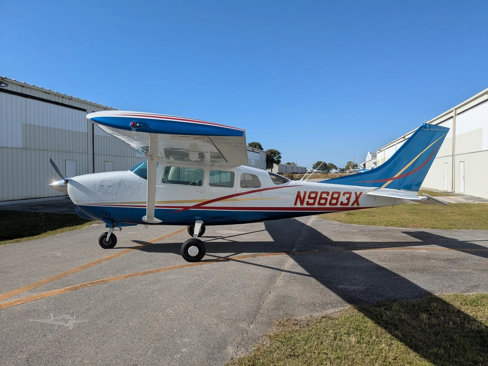 Exterior view of a 1962 CESSNA 210, N9683X.