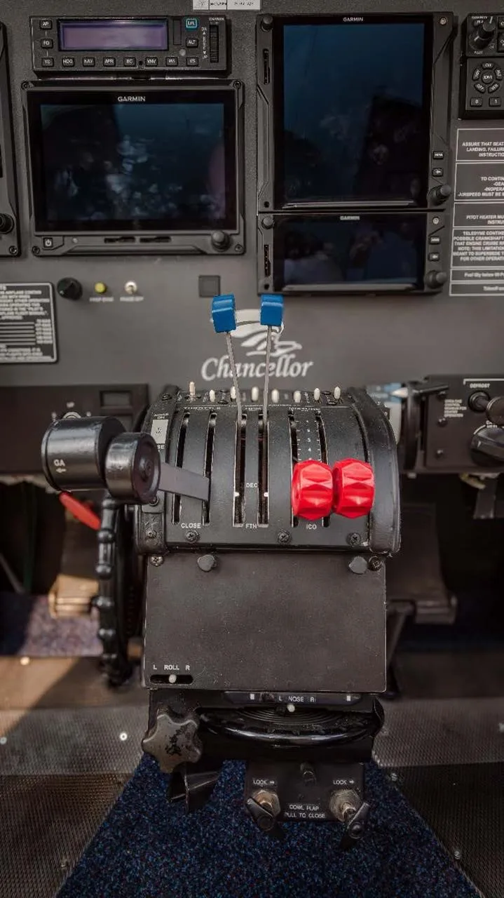 Cockpit and instrument panel of a 1980 CESSNA 414A.