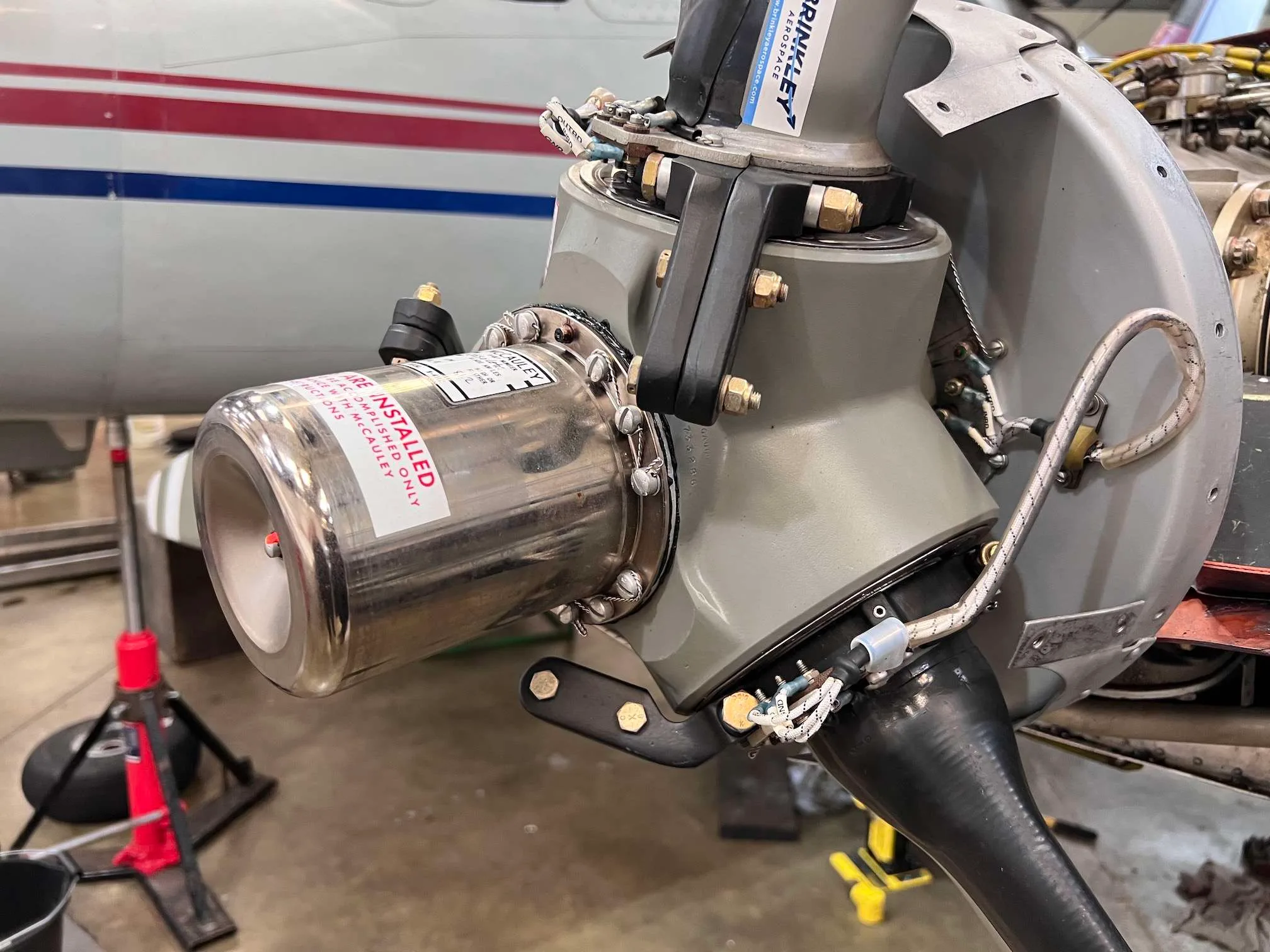 Engine detail of a 1970 Cessna 414.