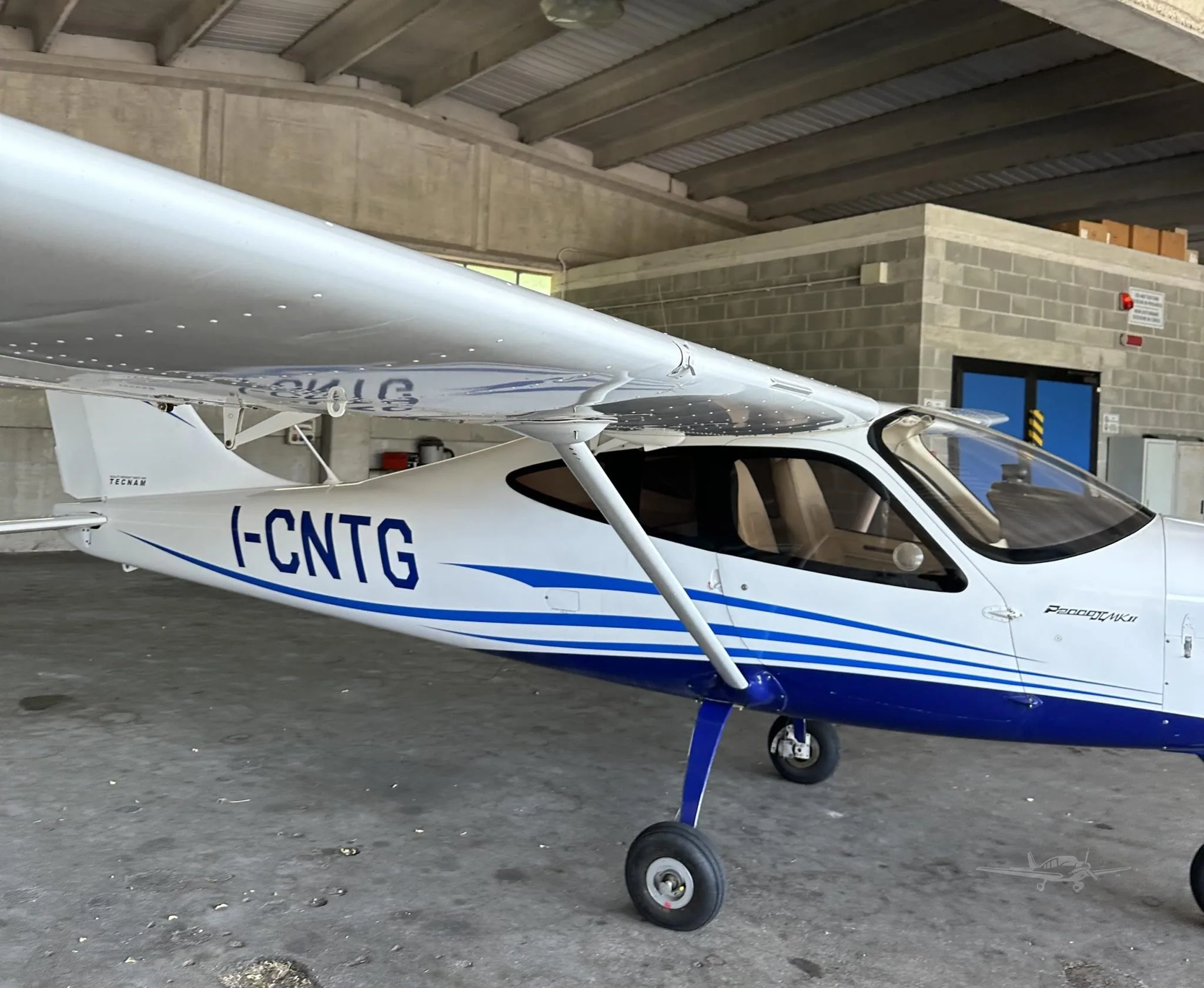 Exterior view of a 2018 TECNAM P2008 JC, I-CNTG.