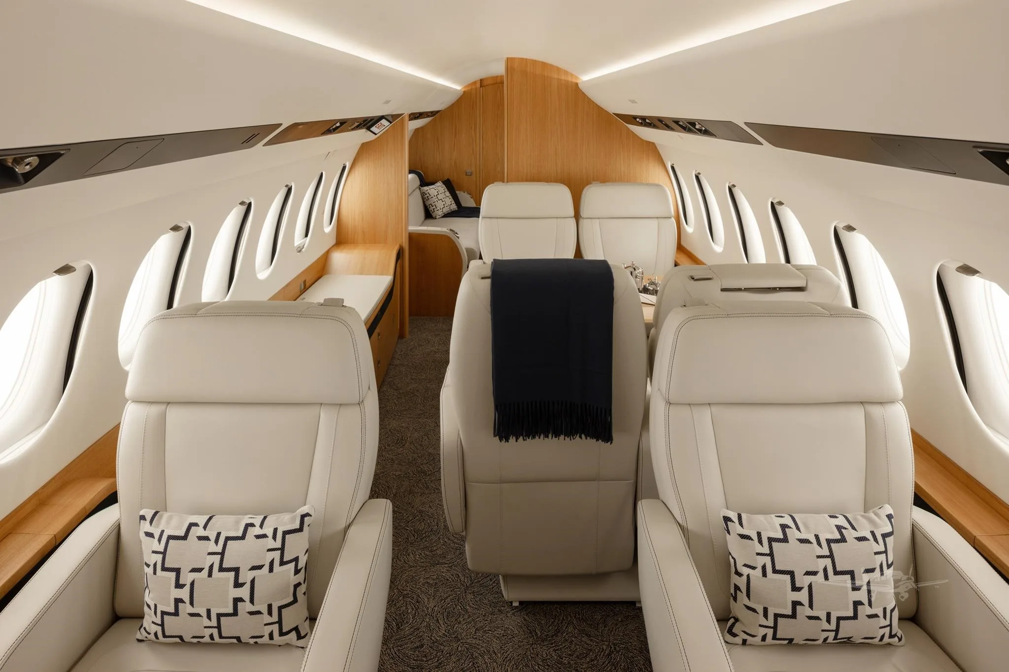Cabin interior of a 2022 DASSAULT FALCON 7X.