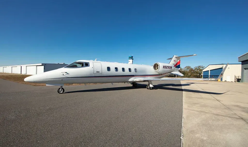 Cabin interior of a 2013 Learjet.