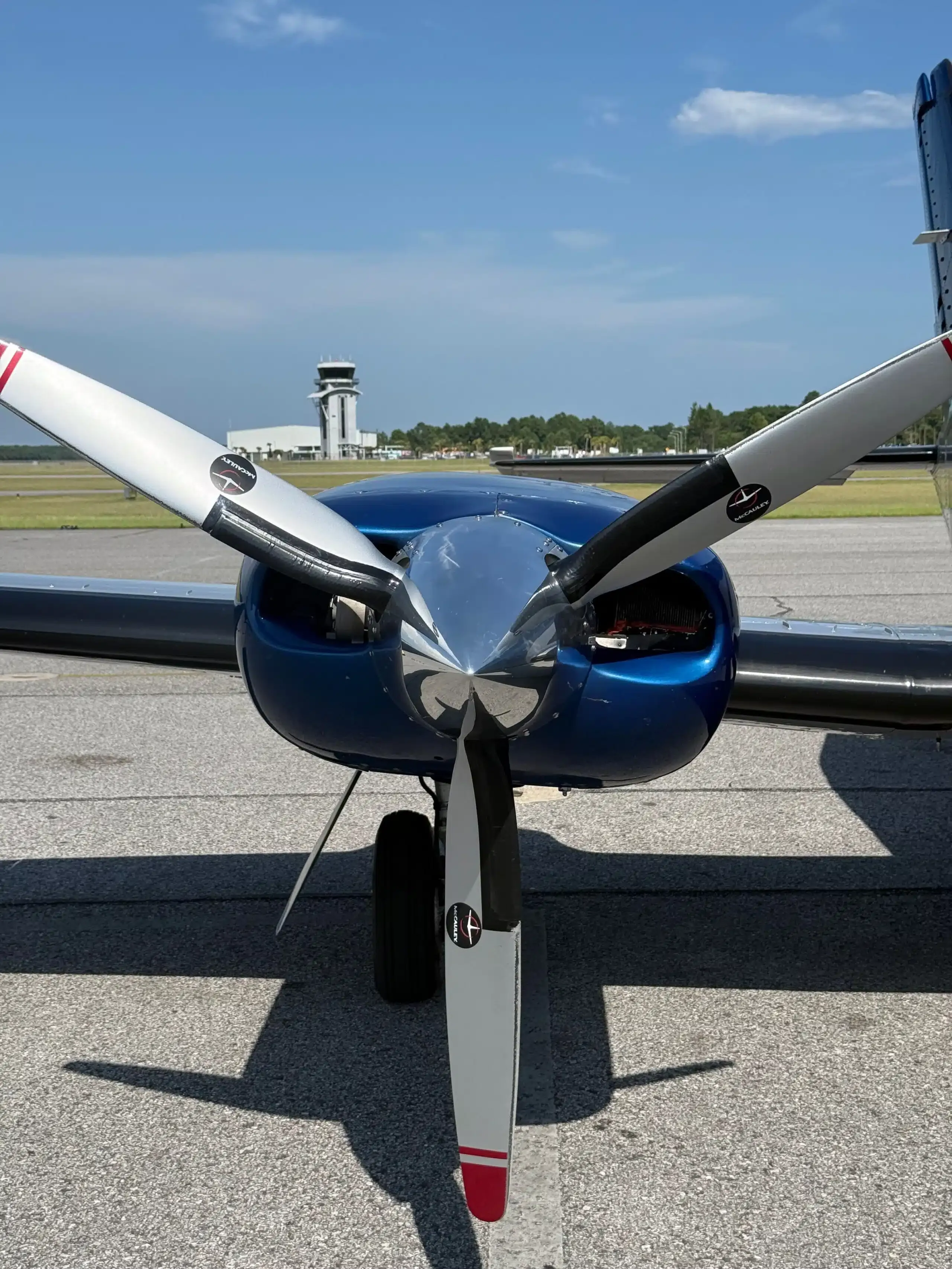 Exterior view of a 1980 Cessna 414A, N48AM.