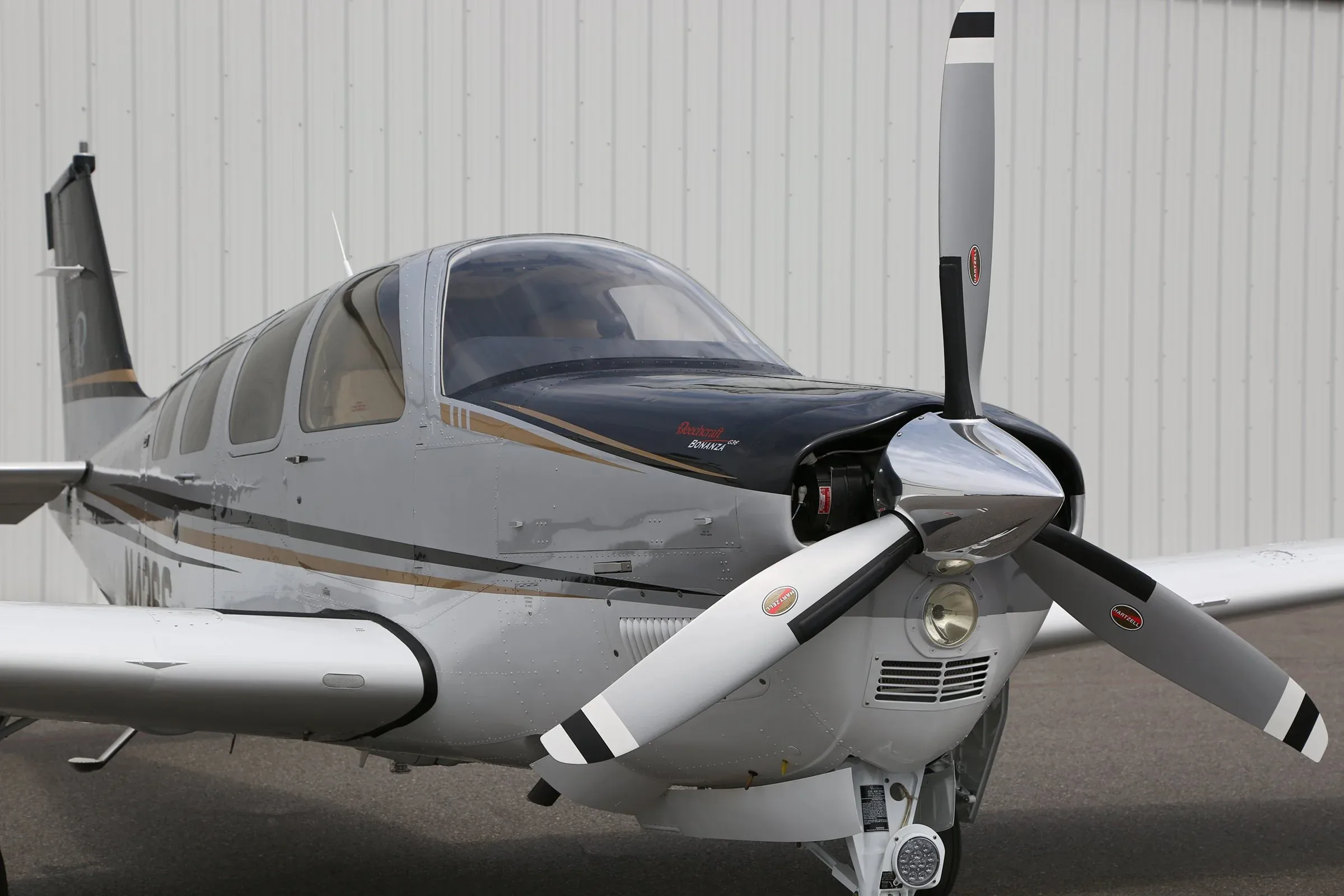 Exterior view of a 2007 Beechcraft Bonanza 60th Anniversary Edition.