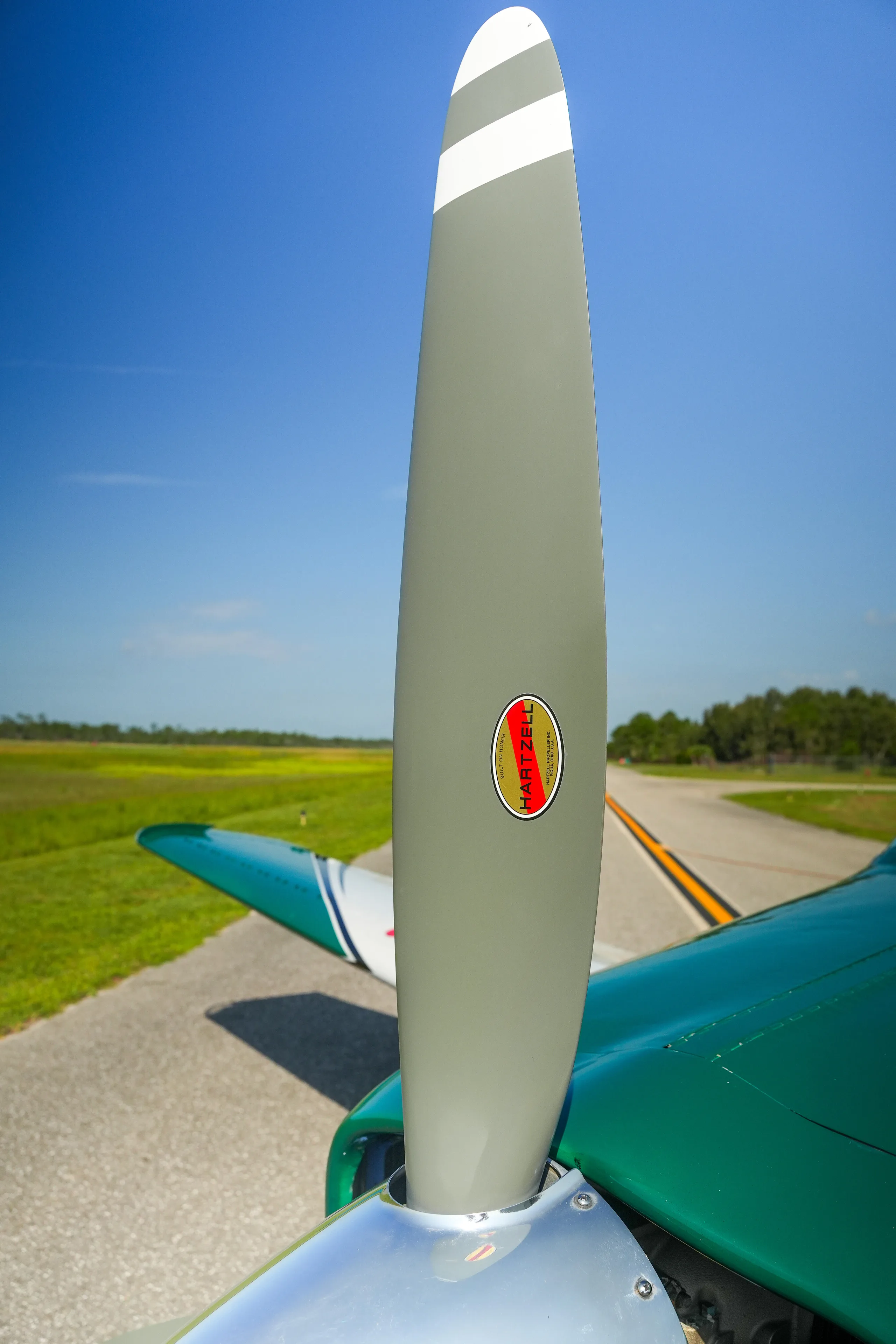 Engine detail of a 1976 Beechcraft F33A Bonanza.