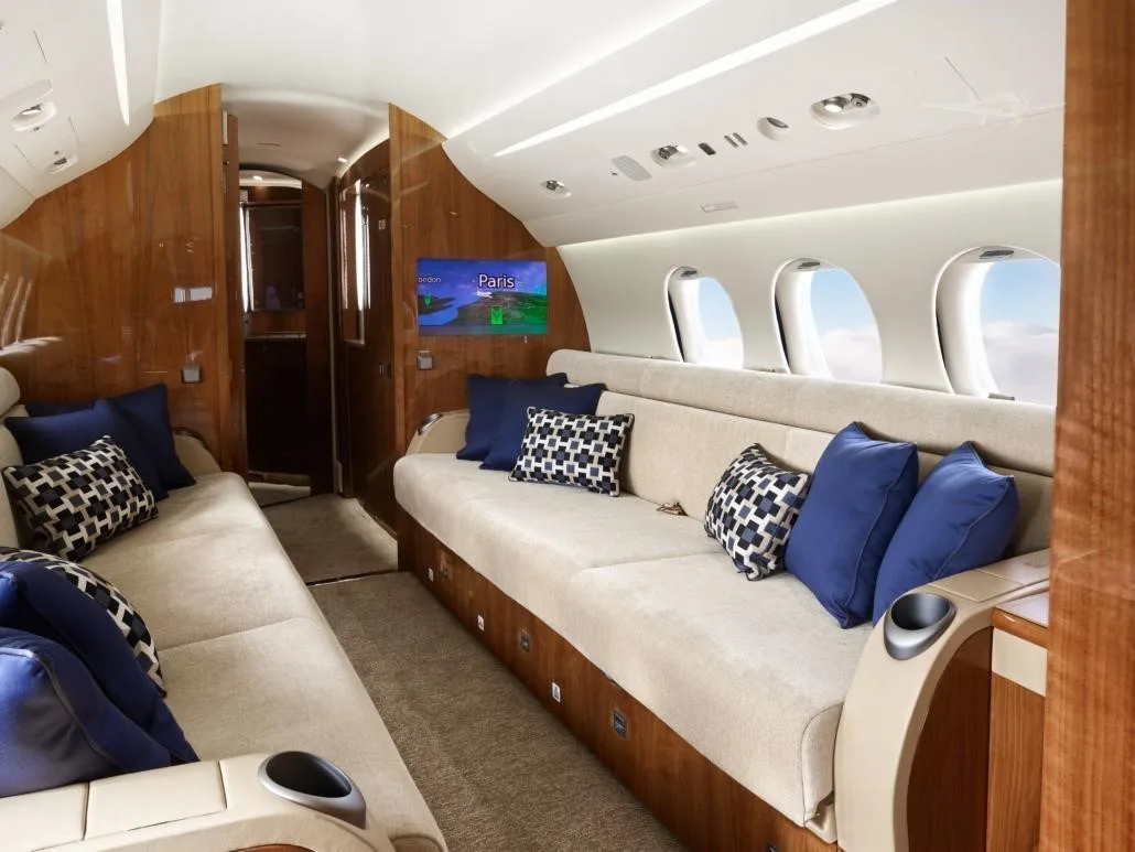 Cabin interior of a 2020 DASSAULT FALCON 7X.