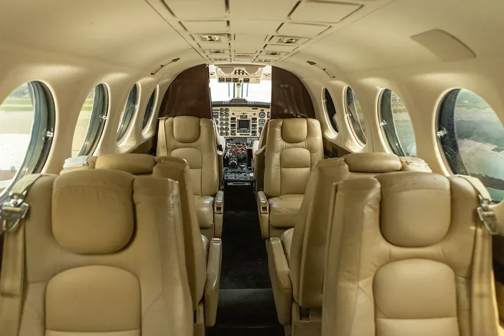 Cabin interior of a 2003 Beechcraft King Air.