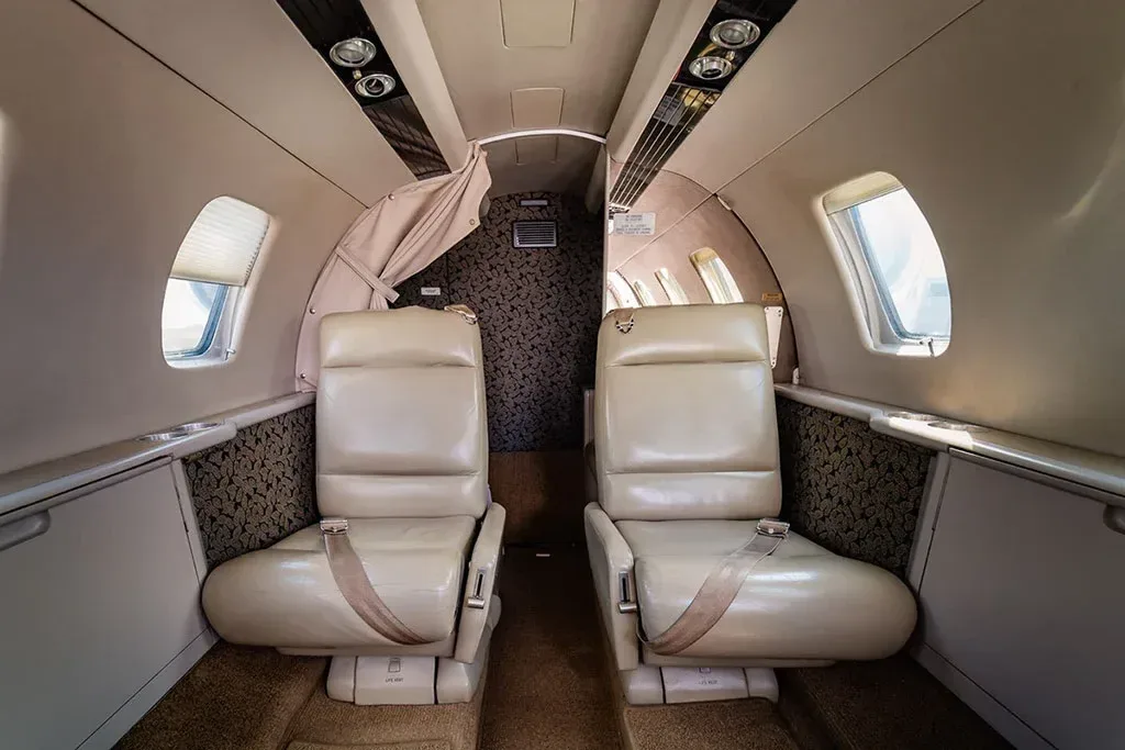 Cabin interior of a 1993 Cessna Citation Jet.