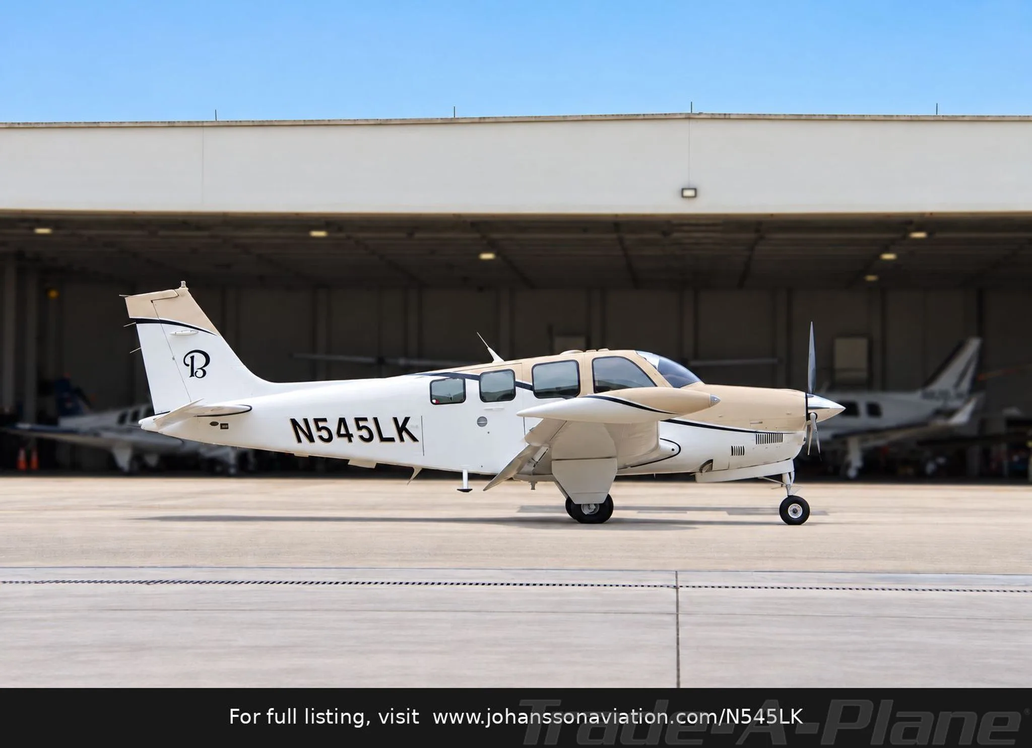 Exterior view of a 2000 BEECHCRAFT A36 BONANZA TURBO NORMALIZED, N545LK.