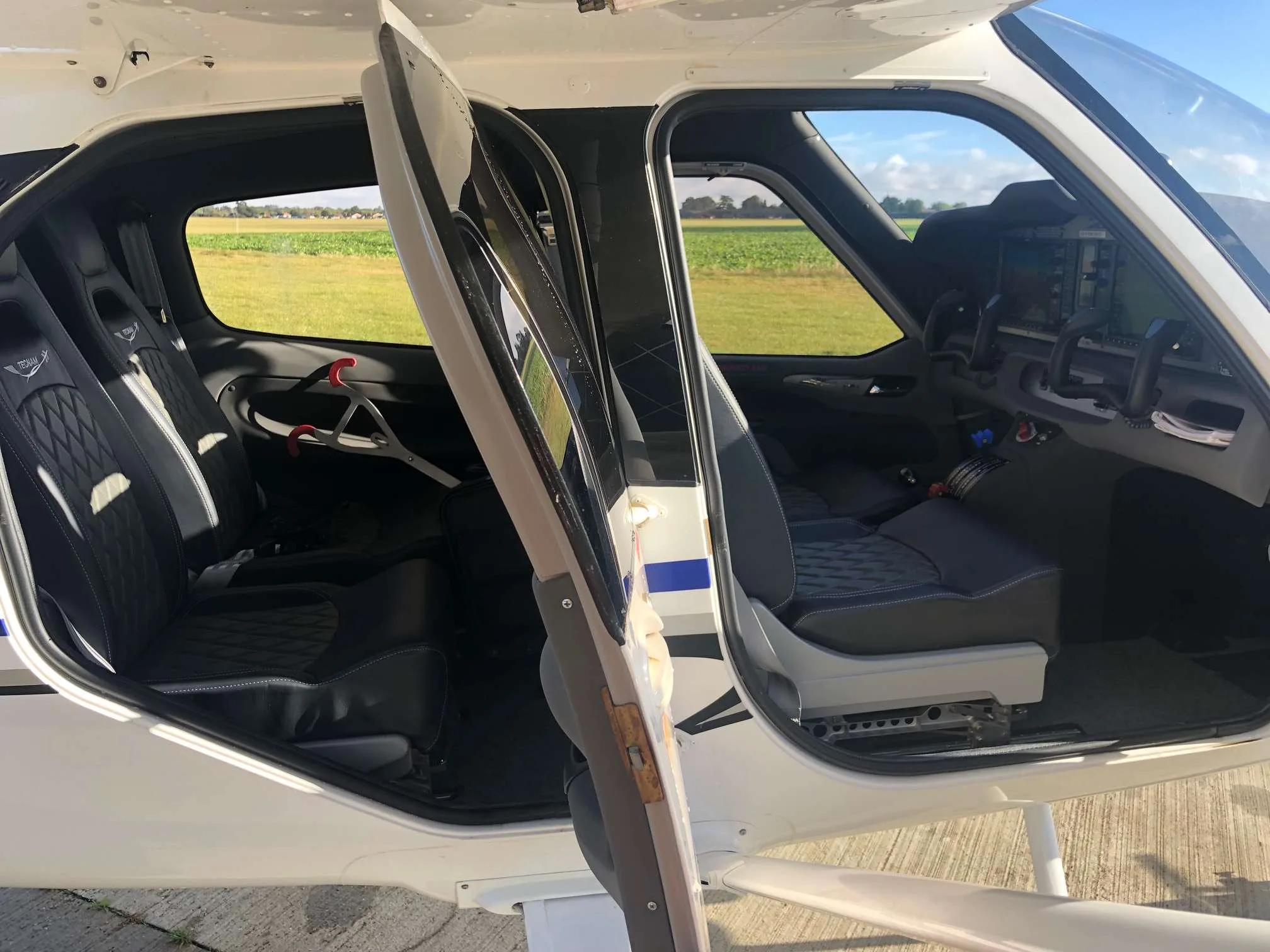 Cabin interior of a 2017 Tecnam P-2010 G1000.