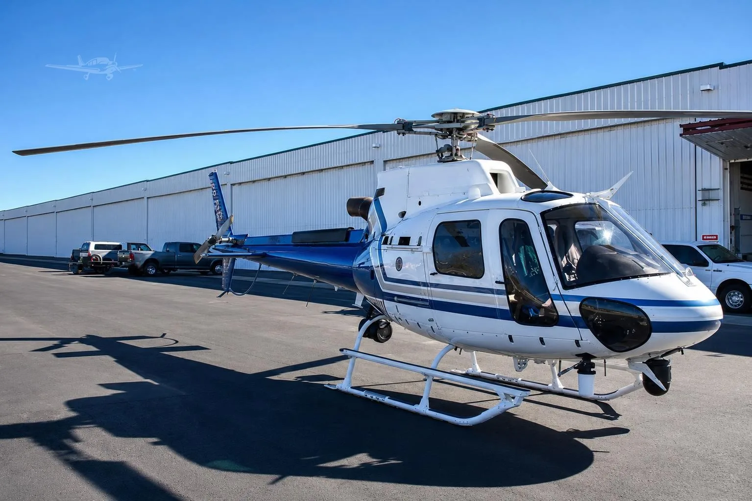 Exterior view of a 2014 AIRBUS H125, N910LS.