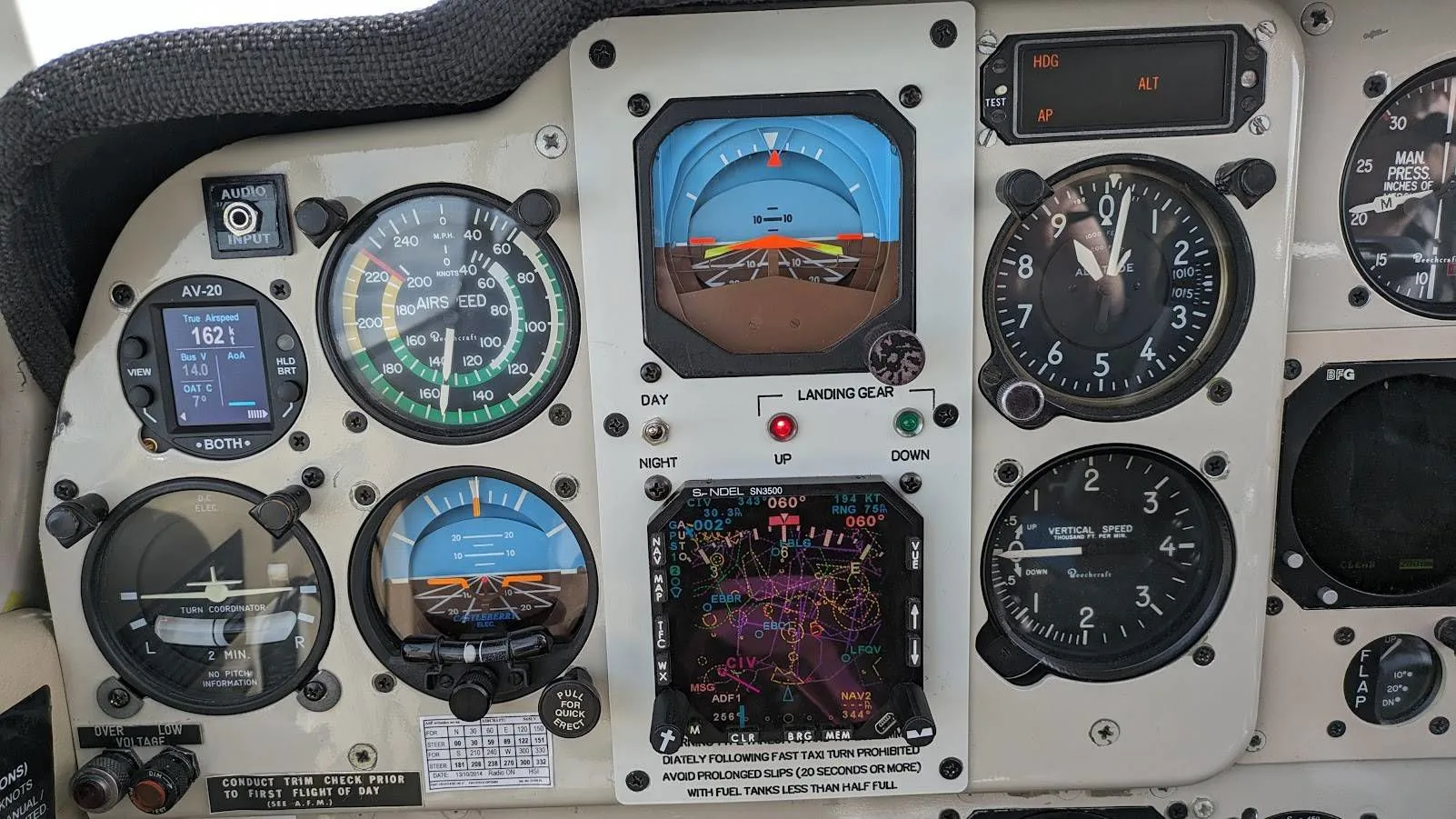 Avionics suite of a 1966 Beechcraft 35 Bonanza.