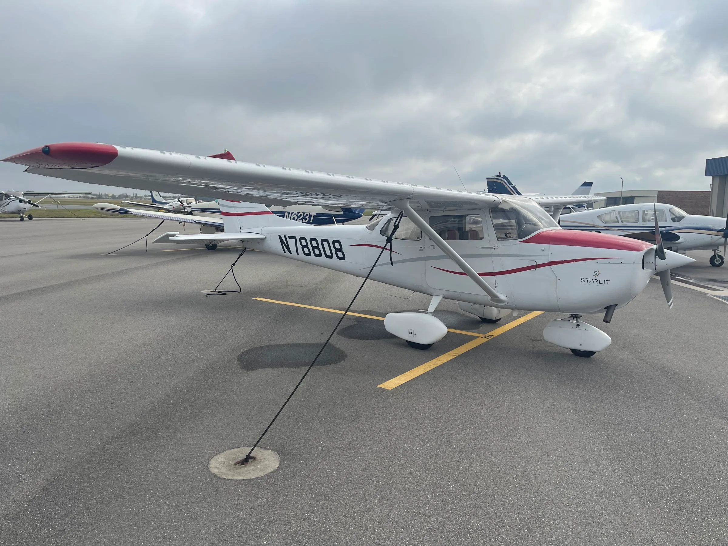 Exterior view of a 1977 Cessna 172K, N78808.