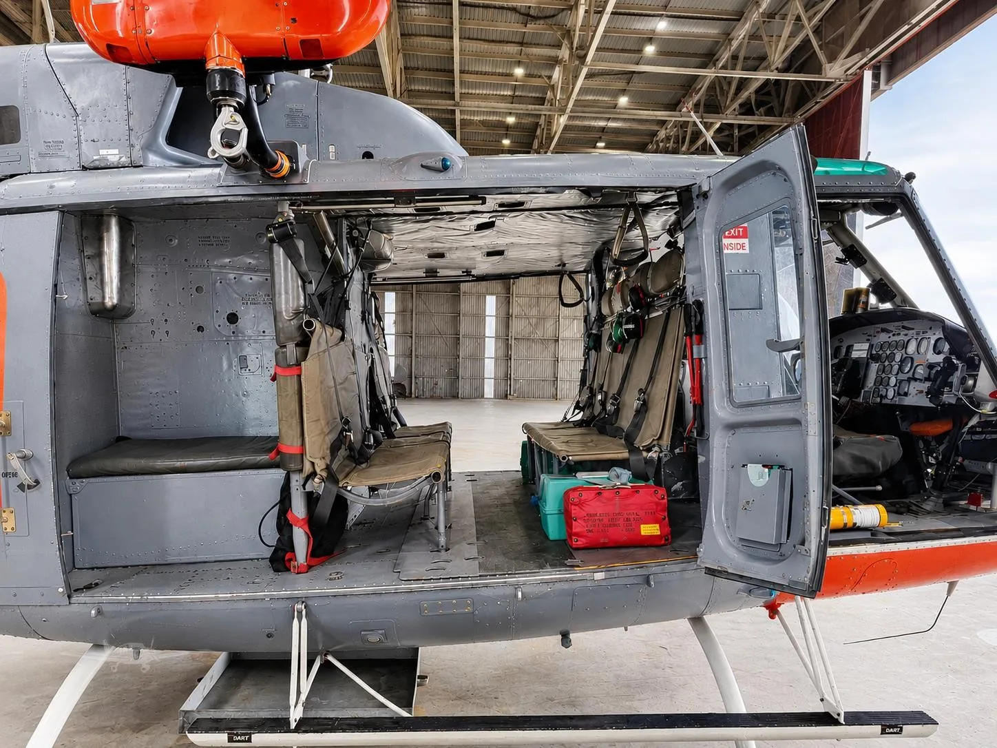Exterior view of a 1970 BELL 212, P2-DFA.