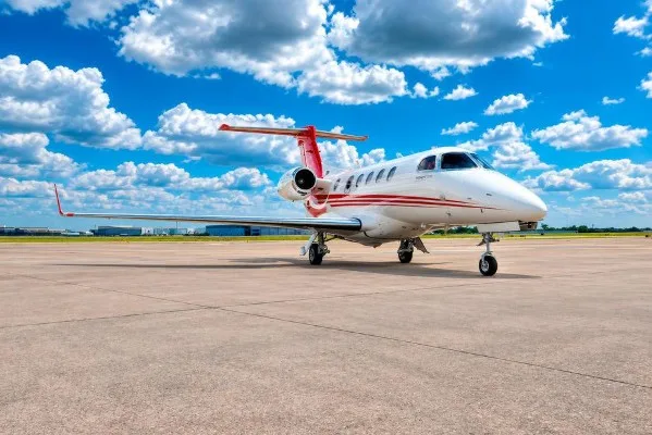 Exterior view of a 2020 Embraer Phenom 300.