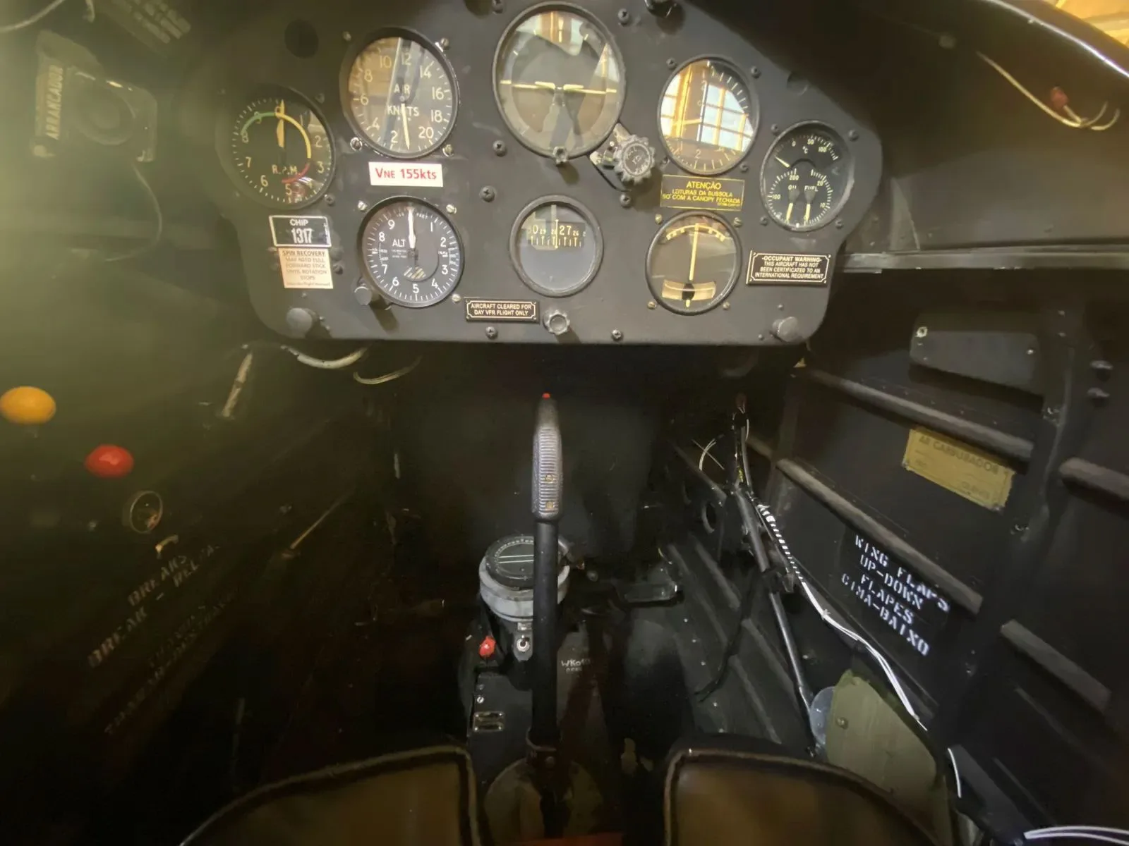 Cockpit and instrument panel of a 1955 de Havilland DHC-1 Chipmunk Mk 22.