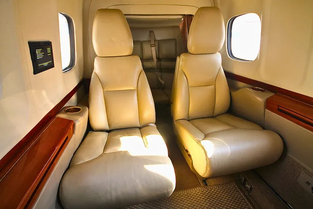Cabin interior of a 1981 Twin Commander 1000.