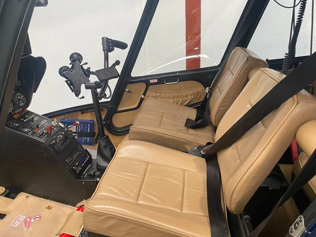 Cabin interior of a 2005 Robinson R44 Clipper II.