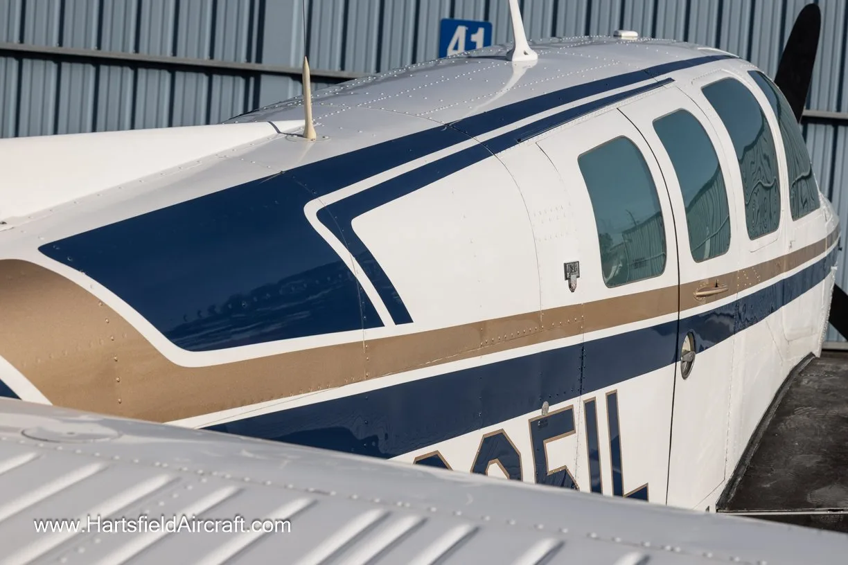 Exterior view of a 1981 Beechcraft A36 Bonanza.
