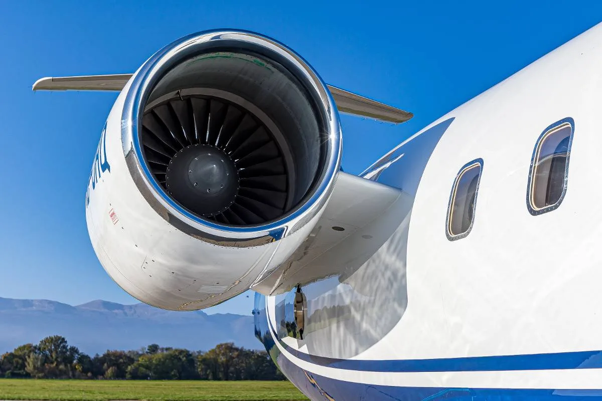 Engine detail of a 2007 Bombardier Challenger 604.