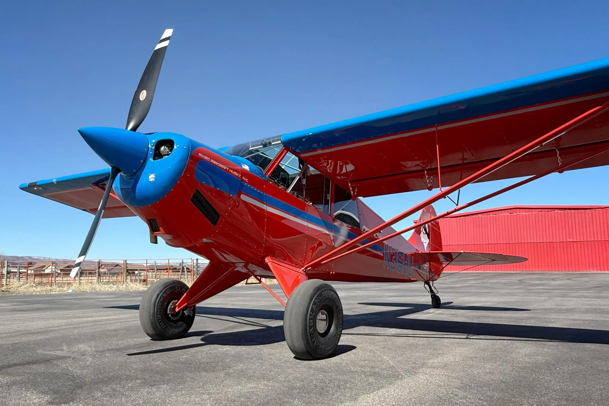 Exterior view of a 2026 AVIAT HUSKY A-1C-180, N36HU.