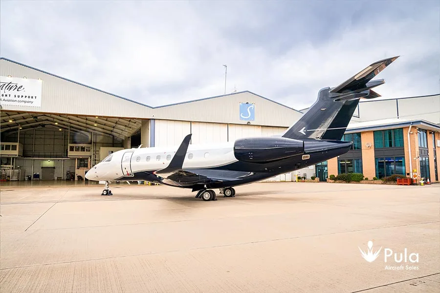 Exterior view of a 2018 Embraer Legacy 500, G-HAPA.