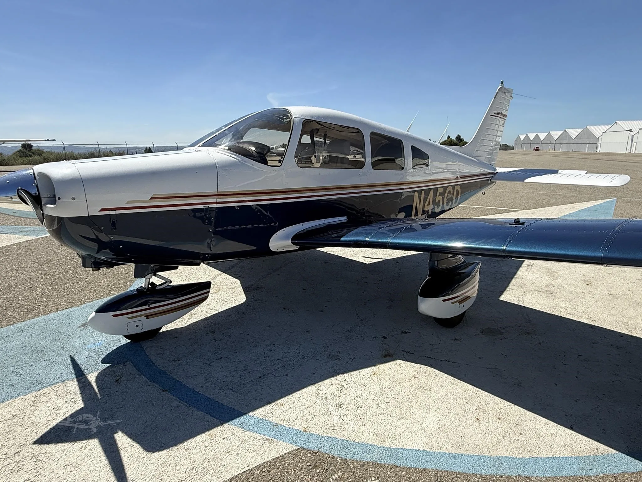 Exterior view of a 1979 PIPER WARRIOR II, N45CD.