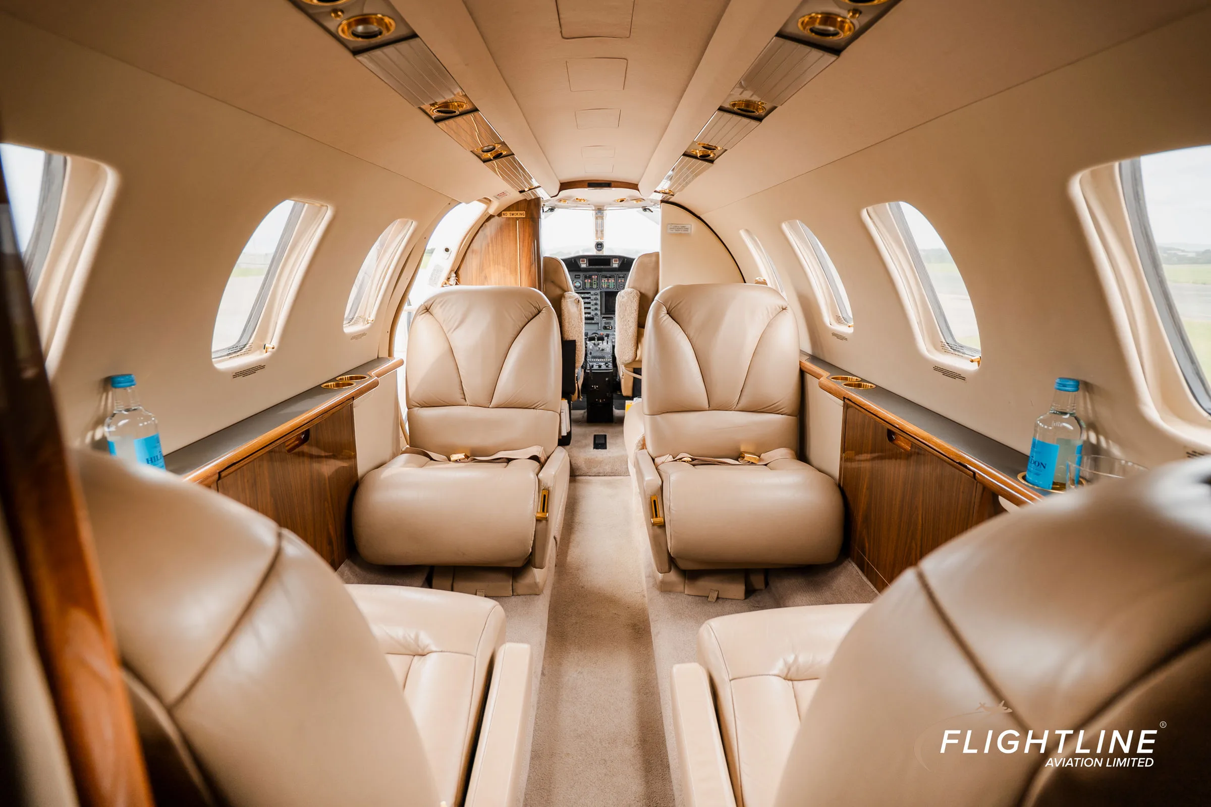 Cabin interior of a 1997 Cessna 525 CitationJet.
