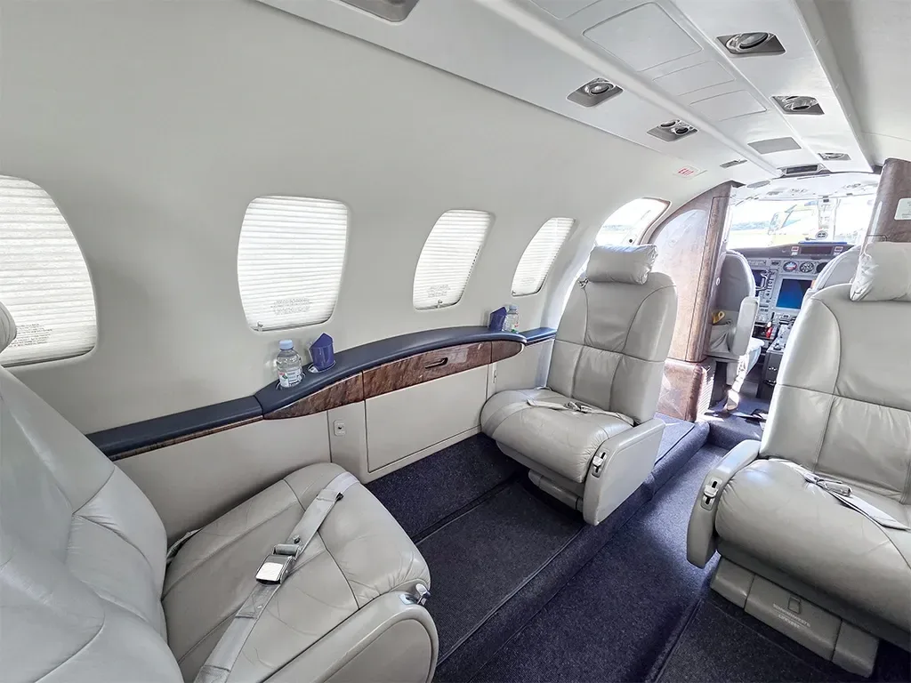 Cabin interior of a 2002 Cessna Citation CJ2.