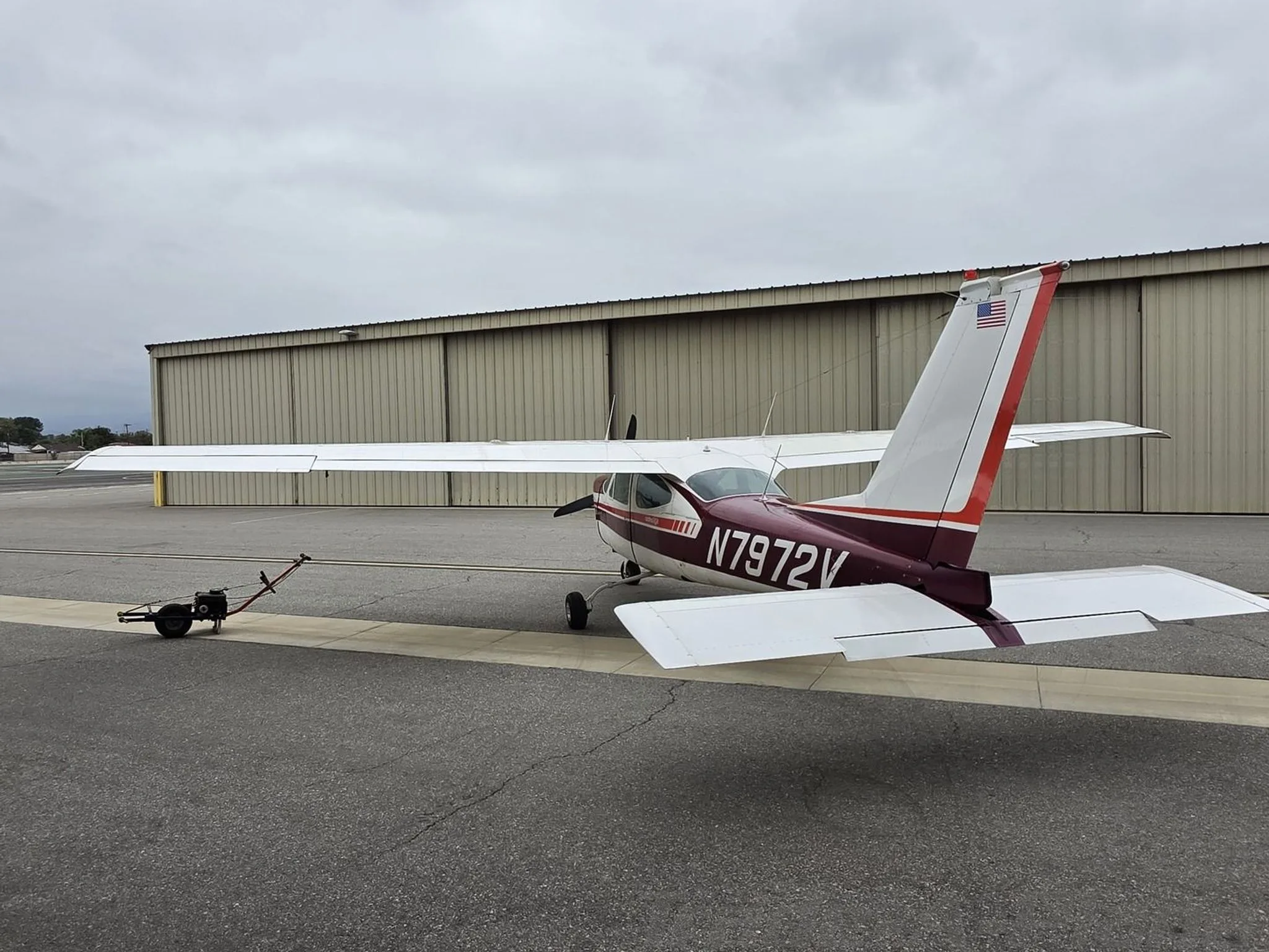 Exterior view of a 1976 CESSNA 177RG, N7972V.