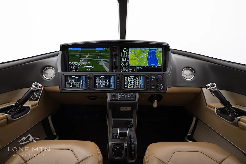 Cockpit and instrument panel of a 2020 Cirrus SF50 G2+ Vision Jet.