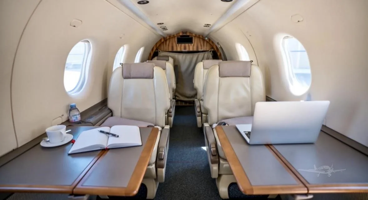 Cabin interior of a 2011 PILATUS PC-12 NG.