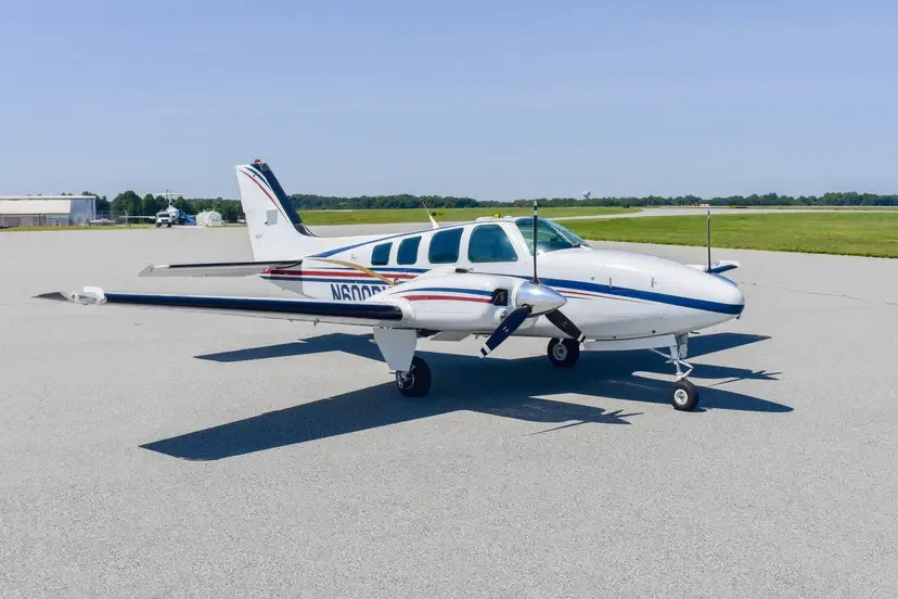 Exterior view of a 1980 Beechcraft Baron 58.