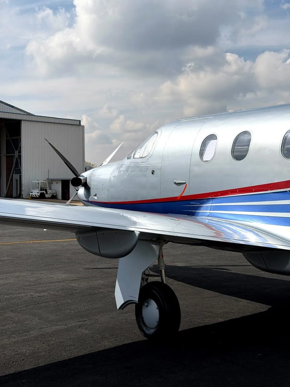 Exterior view of a 2003 PILATUS PC-12/45, ZS-PZB.