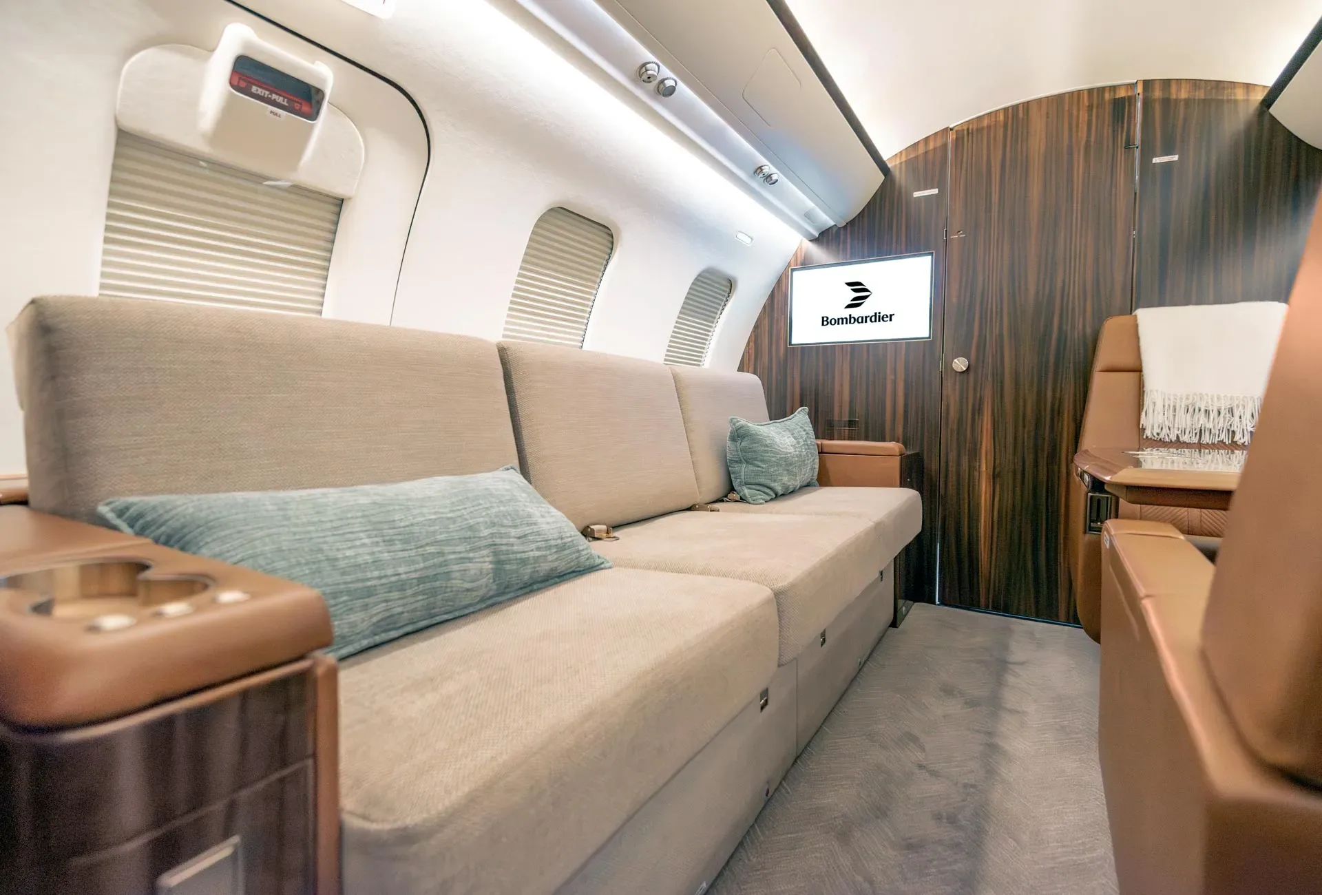Cabin interior of a 2007 Bombardier Challenger 605.