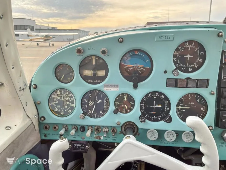 Cockpit and instrument panel of a 1961 Mooney M20B Mark 21.