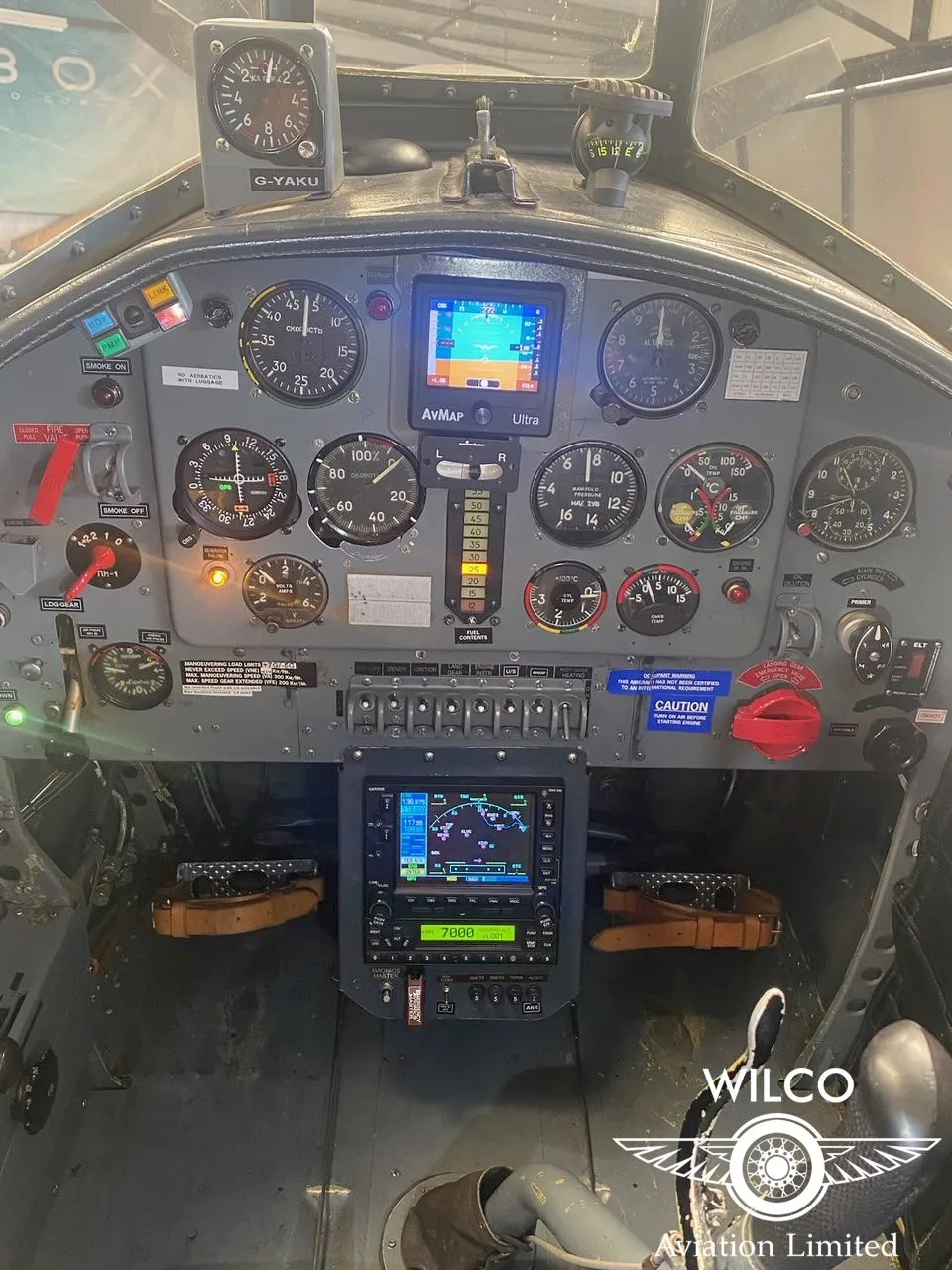 Cockpit and instrument panel of a 1982 Yakovlev Yak-50.