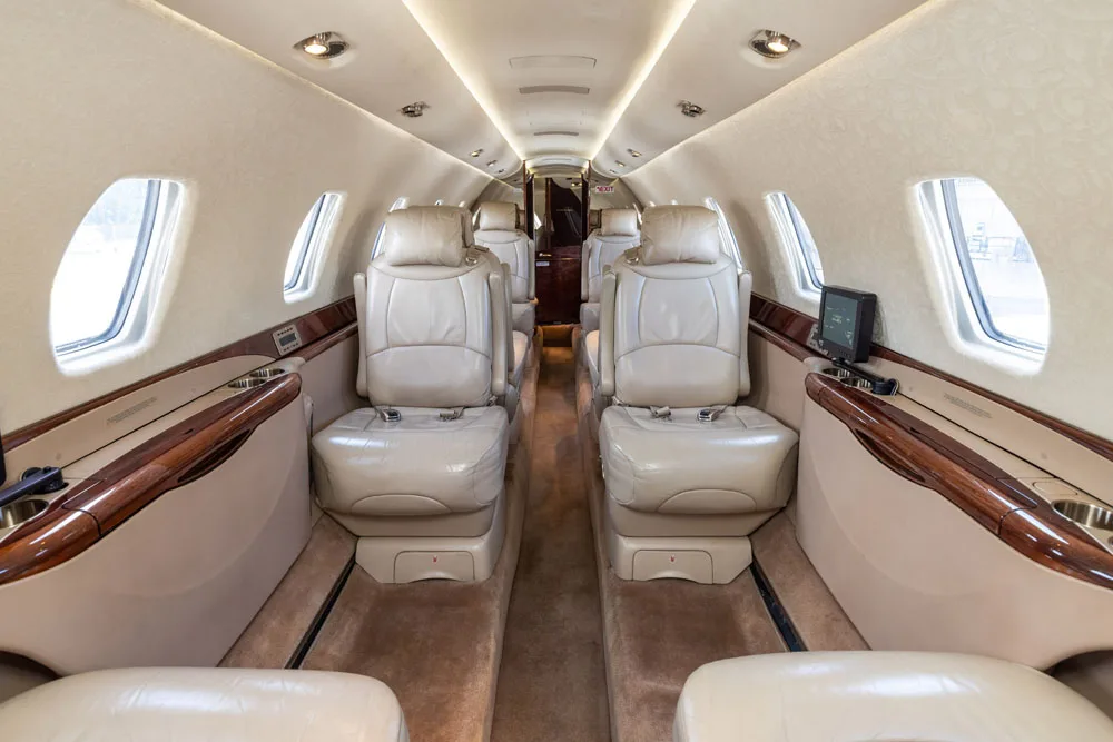 Cabin interior of a 2005 Cessna Citation Sovereign.