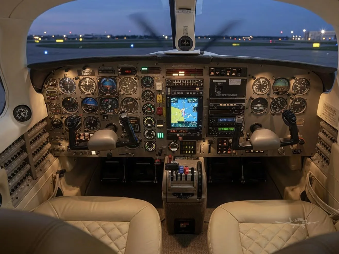Cockpit and instrument panel of a 1998 PIPER JETPROP.