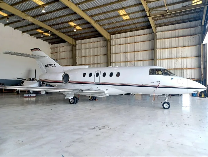 Cabin interior of a 1992 Hawker 800SP.