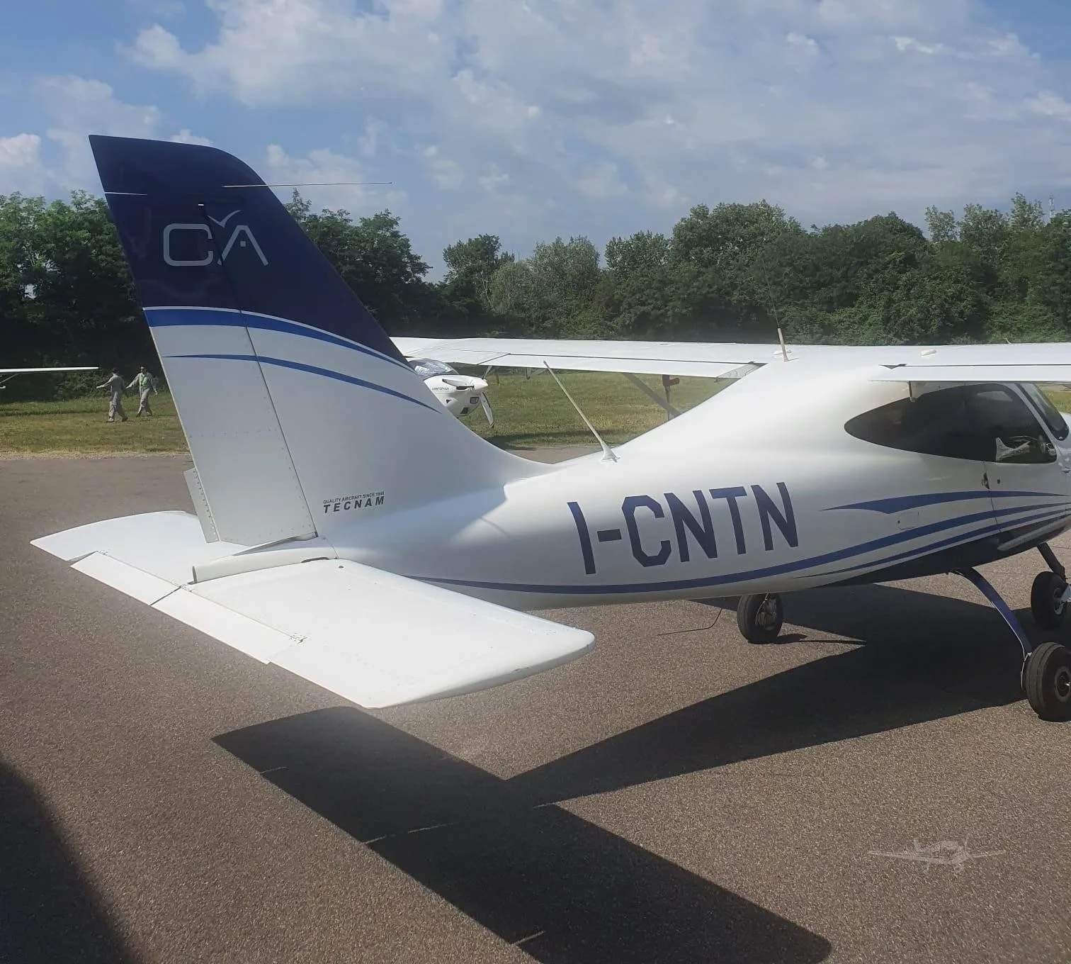 Exterior view of a 2019 TECNAM P2008 JC, I-CNTN.