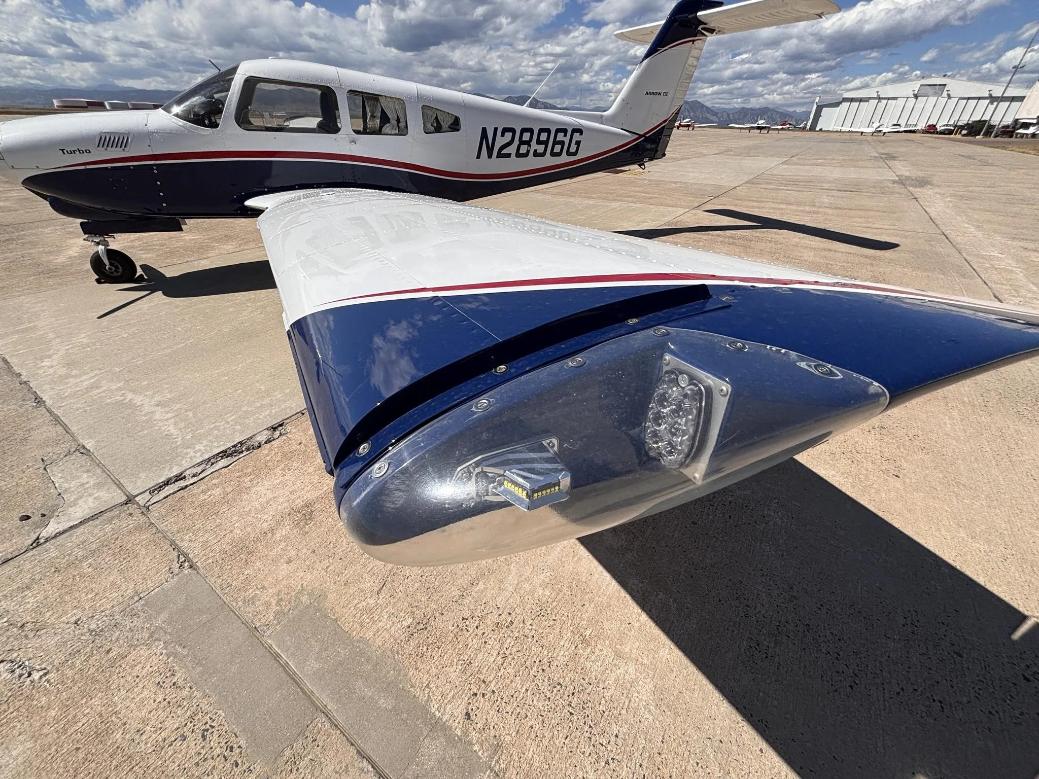 Exterior view of a 1979 PIPER TURBO ARROW IV, N2896G.