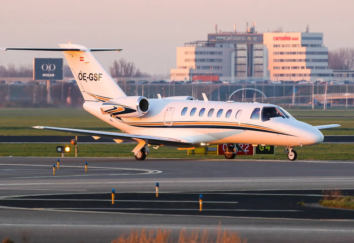 Exterior view of a Cessna CJ3, OE-GSF.