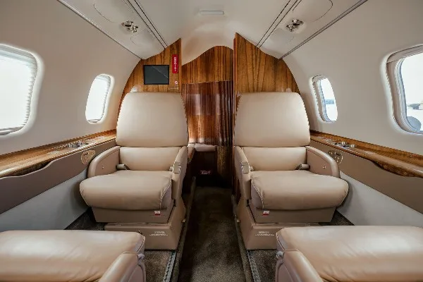 Cabin interior of a 2006 Learjet 60.