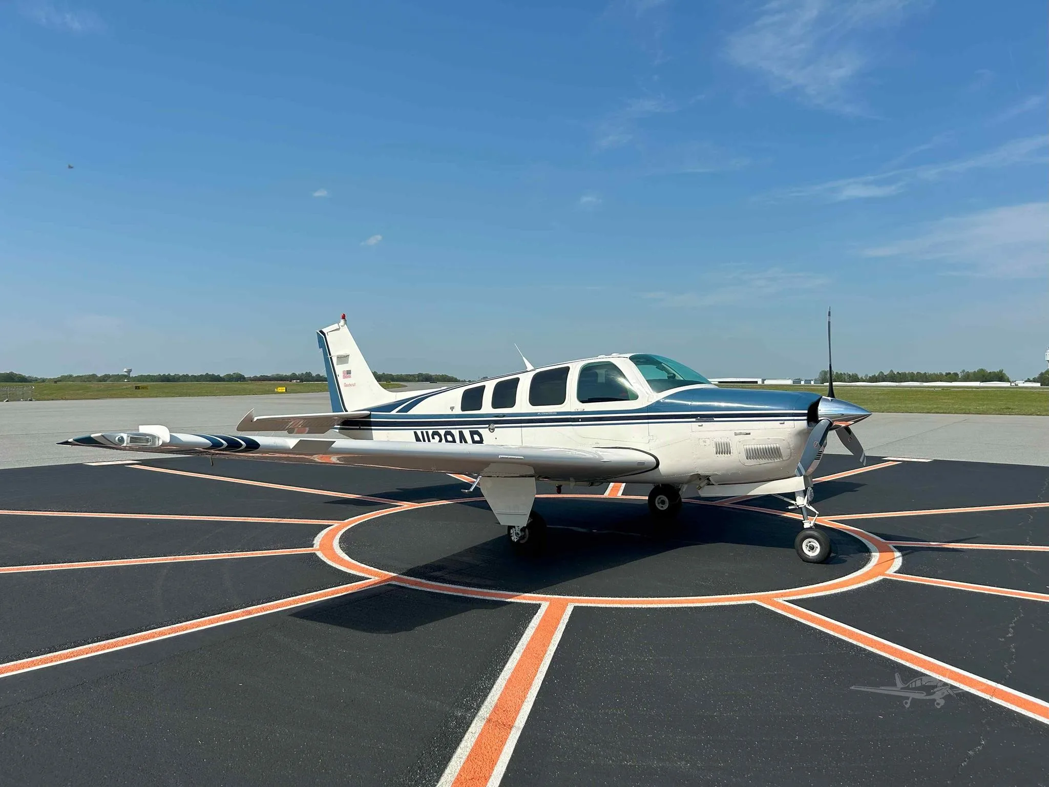 Exterior view of a 1994 BEECHCRAFT B36TC BONANZA, N129AB.