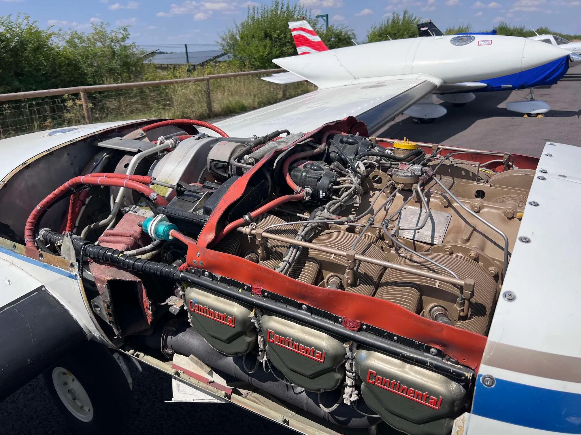 Engine detail of a 1979 Cessna C340A.